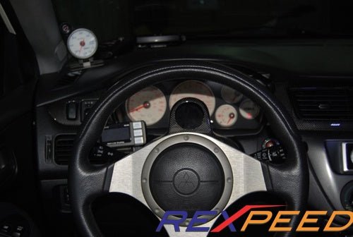 Rexpeed Carbon Fiber Steering Wheel Gauge Pod Single Mitsubishi EVO 7 - 9 2001 - 2007 | R65 - JDMusclePodsR65