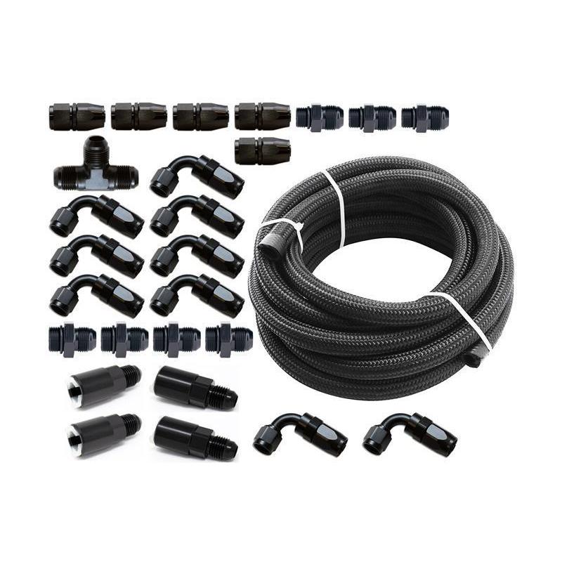 Torque Solution Braided Fuel Line Kit for -6 Aeromotive FPR & Flex Fuel Kit WRX 2002-2014