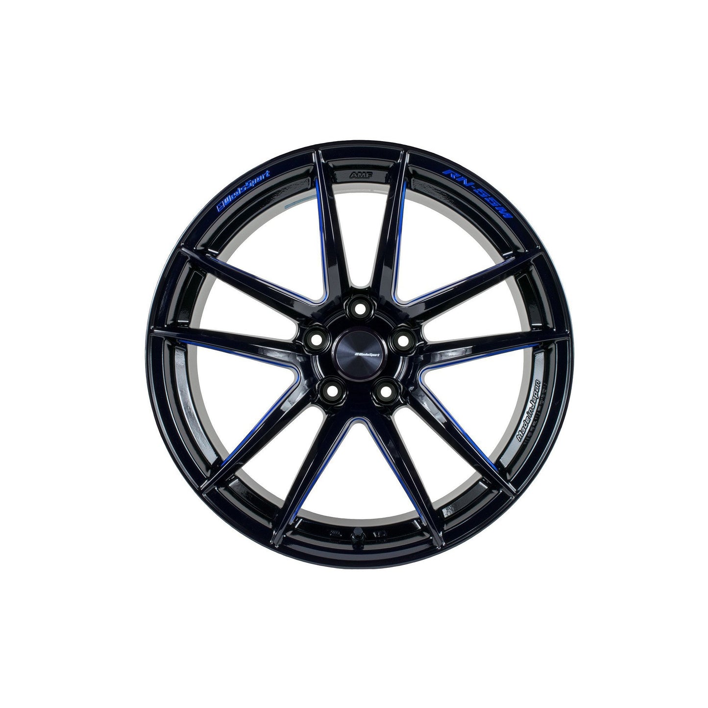 WedsSport RN-55M 18x9 +45 5x120 Black Blue Machine Wheel - Universal