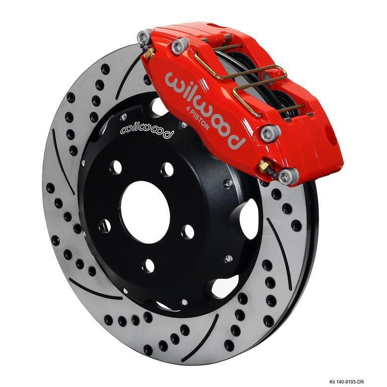 Wilwood Dynapro Radial RED Slotted & Drilled Front Brake Kit 2004 Subaru STI w/ 15-in Wheels