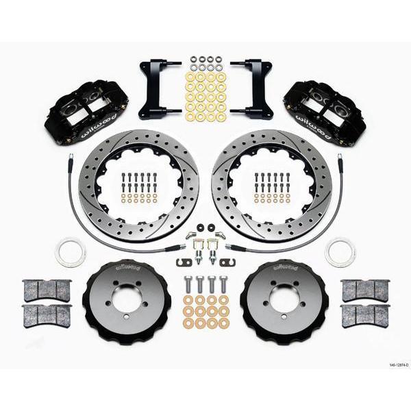 Wilwood FNSL6R Black Front Slotted & Drilled Big Brake Kit 2002-2014 WRX w/ 17-in Wheels