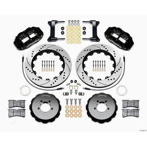 Wilwood FNSL6R Black Front Slotted & Drilled Big Brake Kit 2004 Subaru STI w/ 18-in Wheels