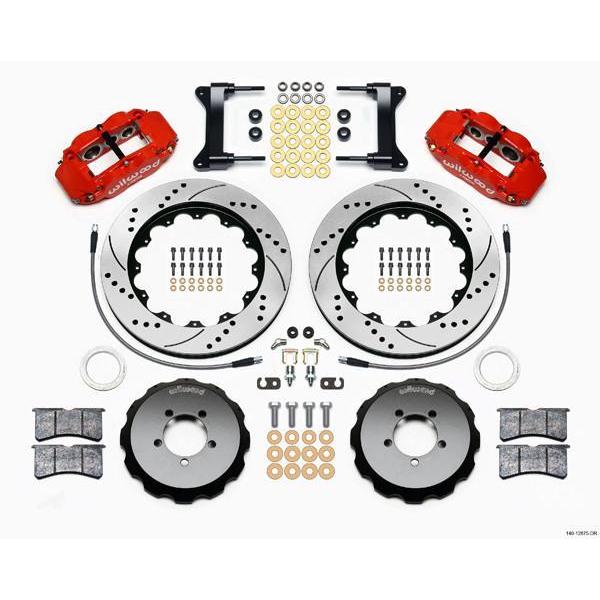 Wilwood FNSL6R Red Front Slotted & Drilled Big Brake Kit 2004 Subaru STI w/ 18-in Wheels