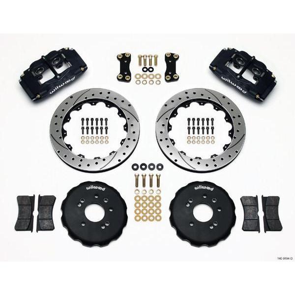 Wilwood FSL4 Front Black Slotted & Drilled Big Brake Brake Kit 1989-1998 Nissan 240SX