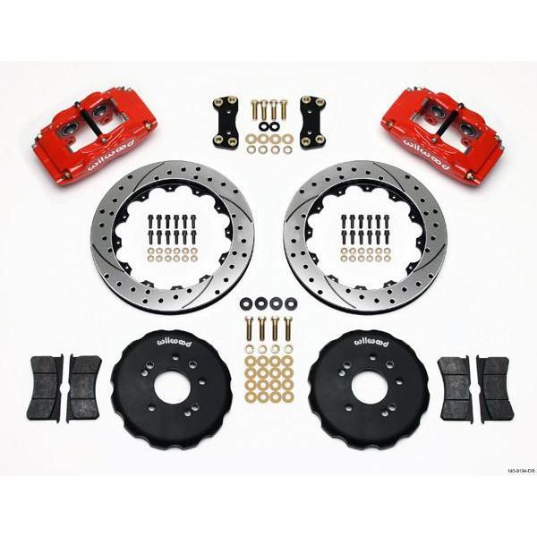 Wilwood FSL4 Front Red Slotted & Drilled Big Brake Brake Kit 1989-1998 Nissan 240SX
