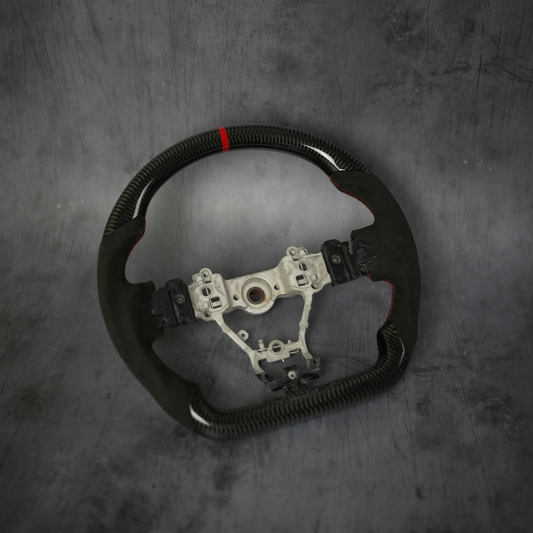 JDMuscle custom carbon fiber steering wheel for the WRX and WRX STI, alternate view