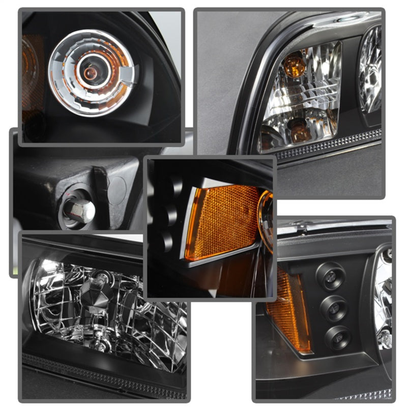Spyder Ford Mustang 87-93 1PC LED | Replaceable LEDsCrystal Headlights Black HD-YD-FM87-1PC-LED-BK