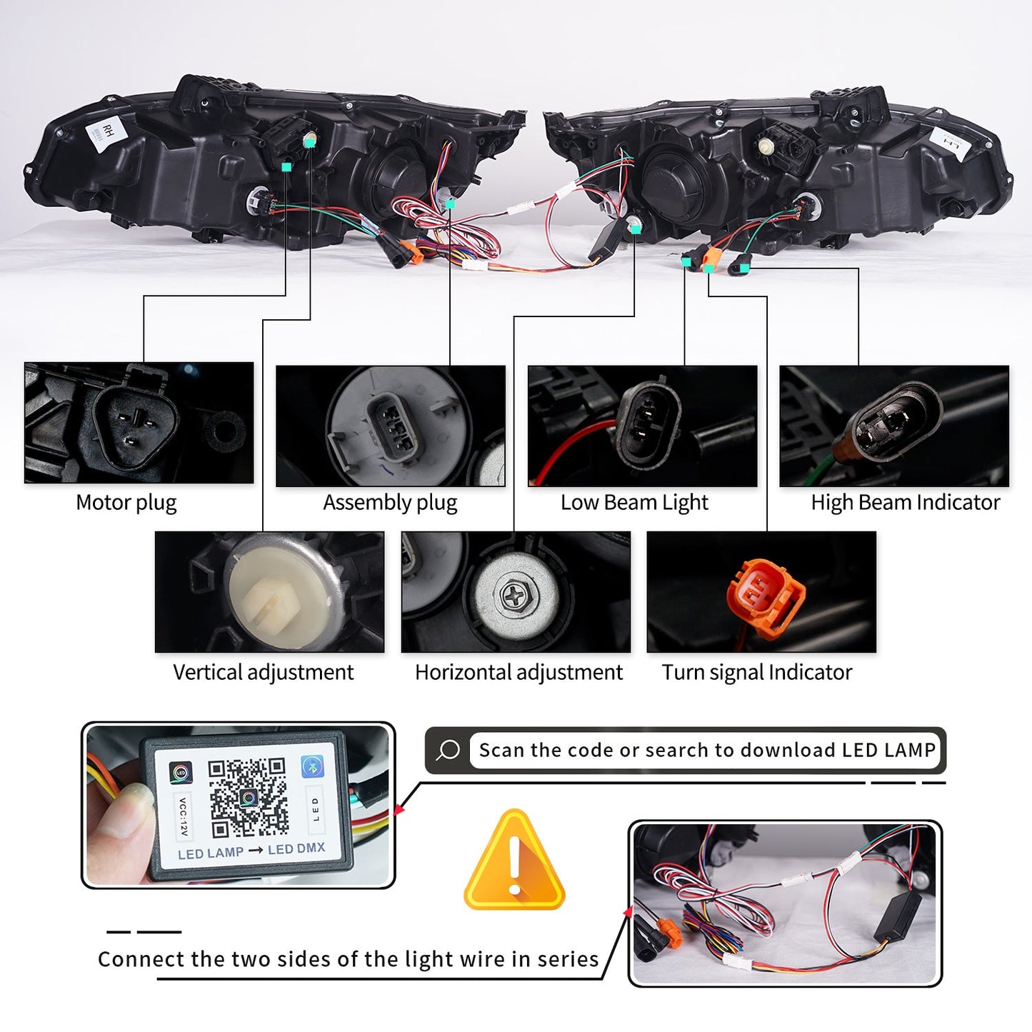 Archaic (US ONLY OLM RGB Full LED Headlights Assembly For 10th Gen Honda Civic 2016-21