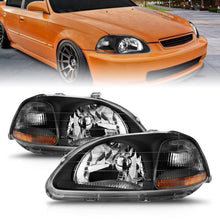 ANZO [96-98 Civic] Crystal Headlight Set - Clear Lens, Black Housing, Pair - Part Number ANZ121067