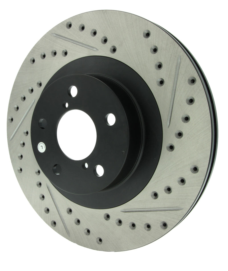 StopTech [02-07 WRX] Slotted and Drilled Left Front Rotor - Black E-Coated