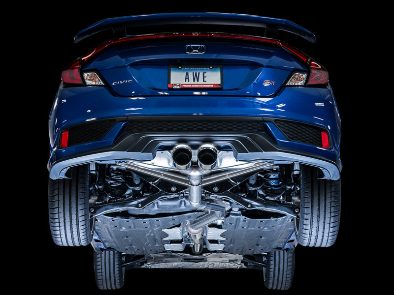 AWE Tuning [17-20 Civic Si] Track Edition Exhaust with Front Pipe - Dual Chrome Silver Tips, AWE3020-32052