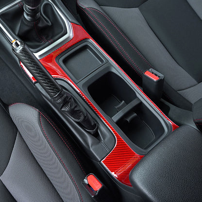 JDMuscle 22-24 Subaru WRX P&S Series Carbon Fiber Cup Holder Trim Cover | Black Carbon Fiber/ Red Carbon Fiber