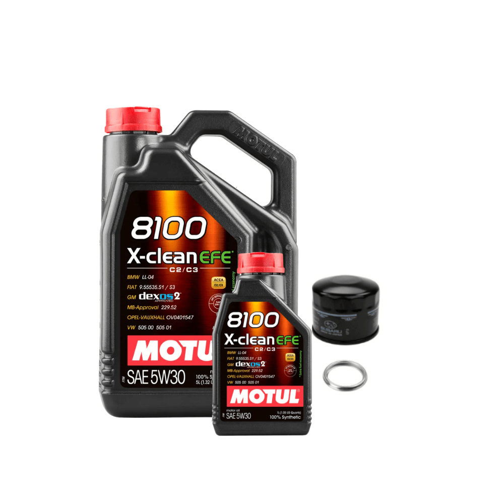 [15 - 21 WRX, 22+ BRZ/GR86] 5w30 6L Oil Change Package Also fits 14 - 18 Forester XT | Motul 8100 X - Clean 6 Liter - JDMuscleOil Change PackageMOT-WRX15PKG-5w30