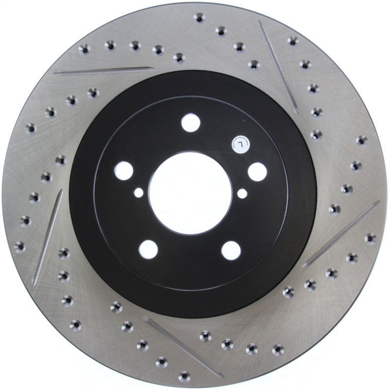 StopTech [02-07 WRX] Slotted and Drilled Left Front Rotor - Black E-Coated