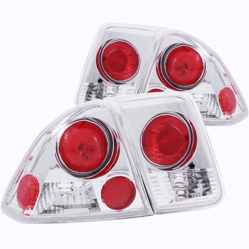 ANZO [01-05 Civic] Tail Light Assembly - Clear Lens, Chrome Housing, Pair - Part Number ANZ221047