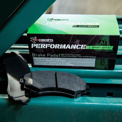 R1 Concepts [09-20 370Z] Front Performance Sport Brake Pads and Hardware Kit - Akebono 4-Piston Calipers