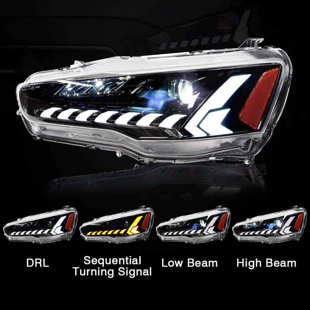 Archaic Full LED Headlights Assembly For Mitsubishi Lancer & EVO X 2008-2018