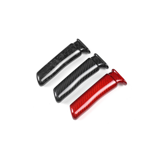 JDMuscle 15-24 WRX/STI Carbon Fiber E-Brake Handle - Twill/ Red / Forged