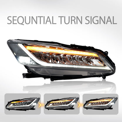 Archaic Full LED Headlights Assembly For Honda Accord 2013-2017