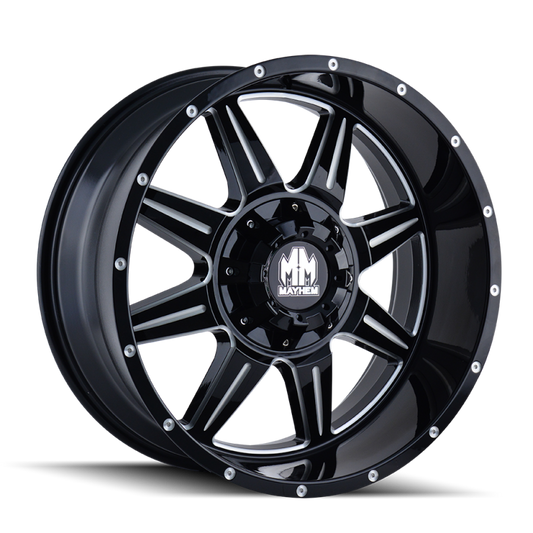 Mayhem 8100 Monstir 18x9 / 5x114.3 BP / 0mm Offset / 87mm Hub Black w/ Milled Spokes Wheel