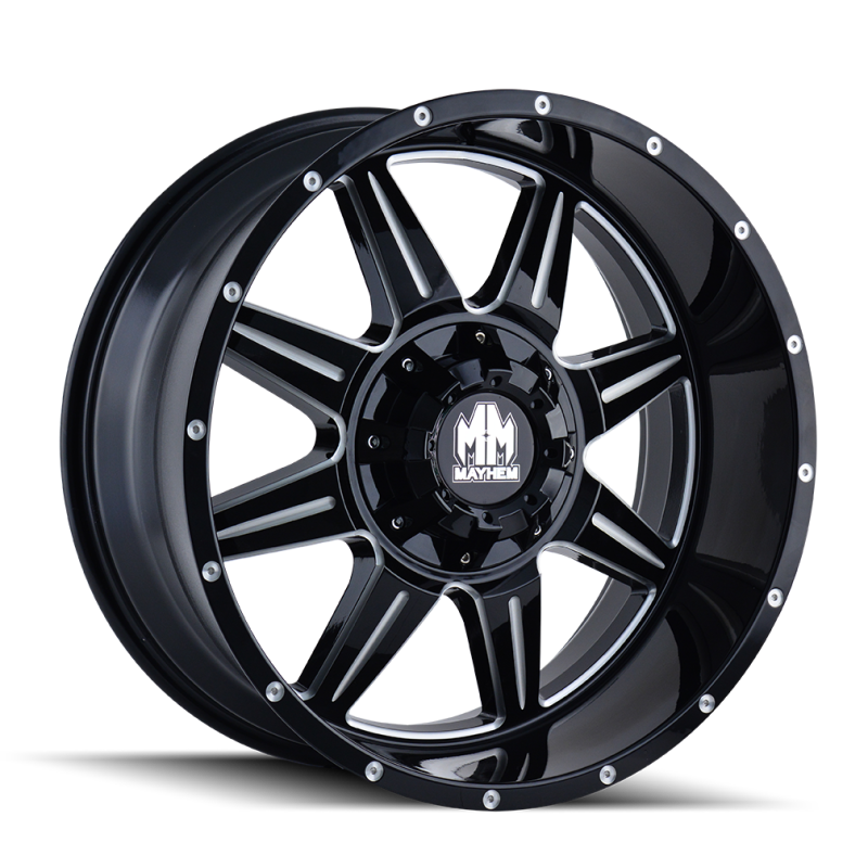 Mayhem 8100 Monstir 17x9 / 5x114.3 BP / -12mm Offset / 87mm Hub Black w/ Milled Spokes Wheel