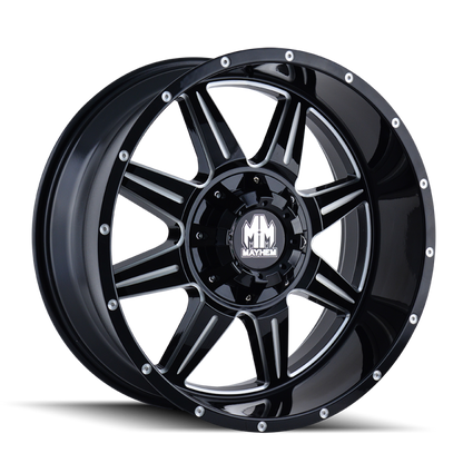 Mayhem 8100 Monstir 17x9 / 5x114.3 BP / -12mm Offset / 87mm Hub Black w/ Milled Spokes Wheel