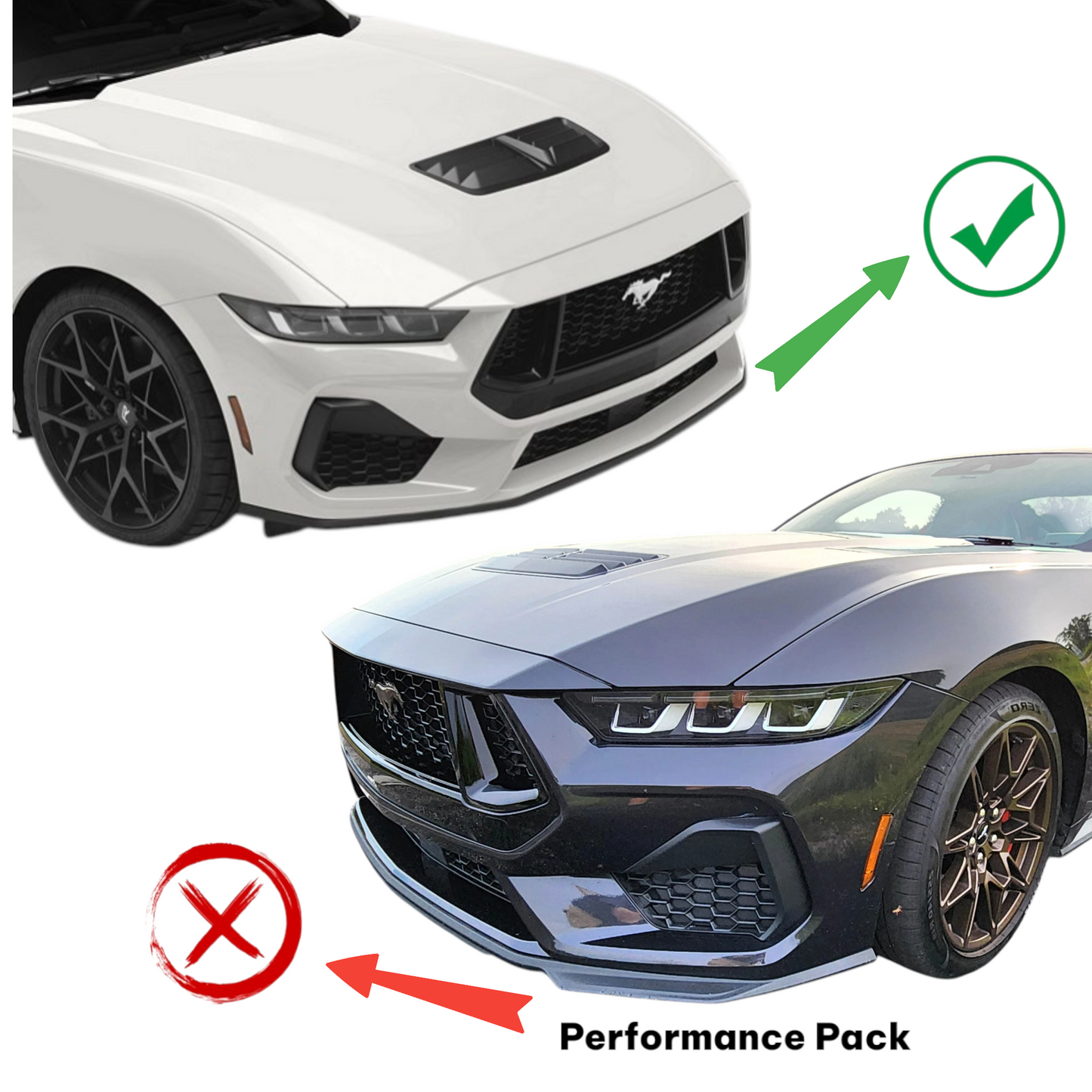 JSD 24+ Ford Mustang 3-Piece Chin Spoiler for GT/ EcoBoost （Without PERFORMANCE PACK）