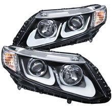 ANZO [12-15 Civic] Projector Headlight Set with U-Bar - Clear Lens, Black Housing