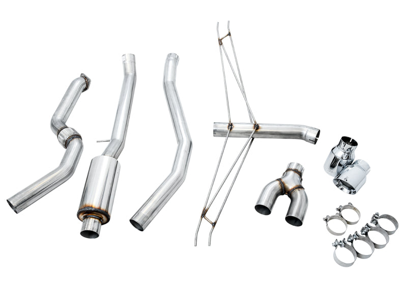 AWE Tuning [17-20 Civic Si] Track Edition Exhaust with Front Pipe - Dual Chrome Silver Tips, AWE3020-32052