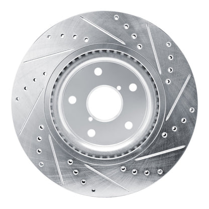 R1 Concepts [20-20 Legacy] [20-20 Outback] Front Left Drilled and Slotted Brake Rotor - Silver