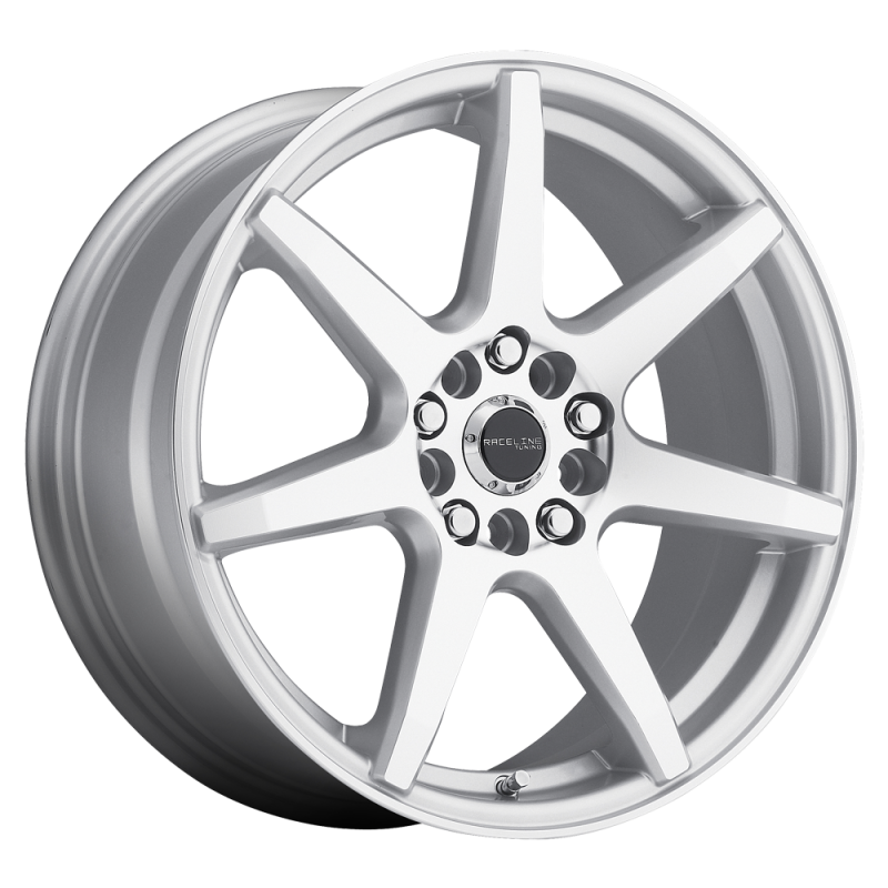 Raceline 131S Evo 18x7.5in / 5x108/5x114.3 BP / 42mm Offset / 72.62mm Bore - Silver & Machined Wheel