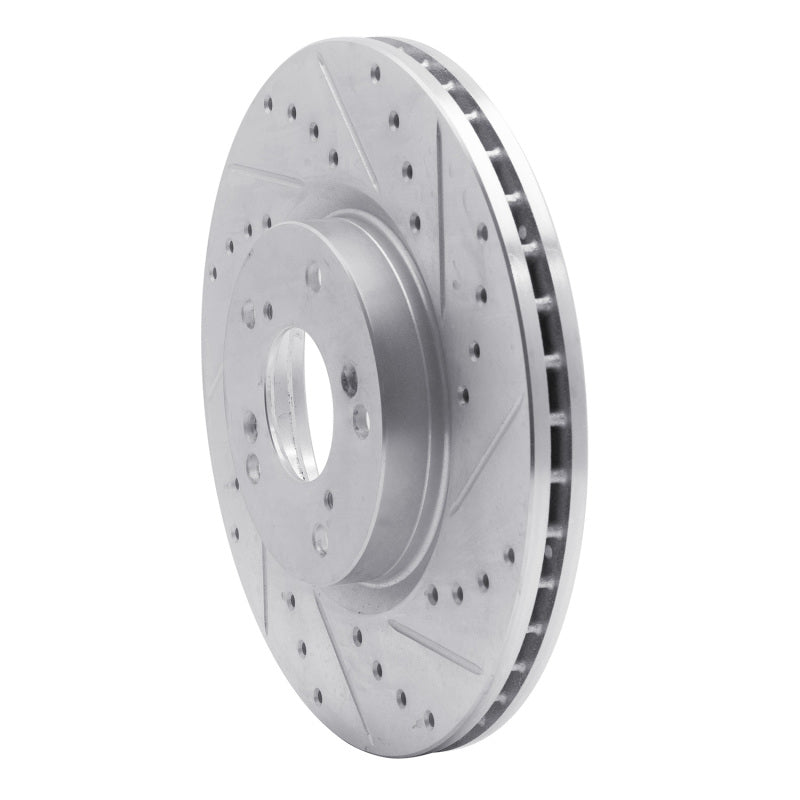 R1 Concepts [10-15 Civic] [13-15 ILX] [02-02 RSX] Front Right Drilled and Slotted Brake Rotor - Silver