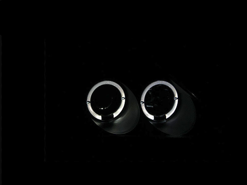 ANZO [02-04 Civic] Projector Headlight Set with Halo - Clear Lens, Black Housing