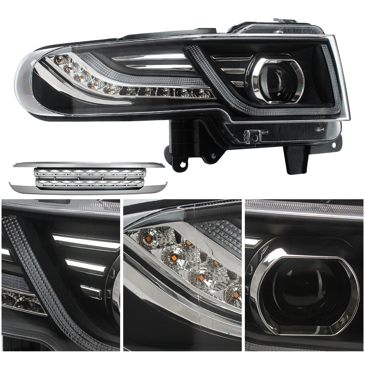 VLAND 07-15 Fj Cruiser LED Headlights With Grille (Bulbs Not Included)