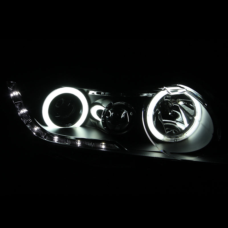ANZO [06-11 Civic] Projector Headlight Set with Halo - Clear Lens, Black Housing, CCFL