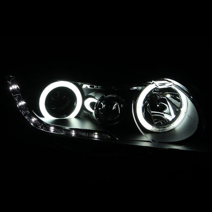 ANZO [06-11 Civic] Projector Headlight Set with Halo - Clear Lens, Black Housing, CCFL