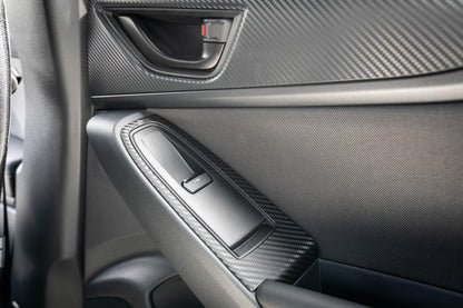 3D Carbon Door Switch Panel Overlays (Front / Rear) - 2022+ Subaru WRX - JDMuscleInterior - Vinyl22WRXDRSWT-3DB