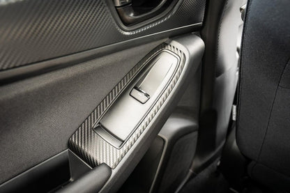 3D Carbon Door Switch Panel Overlays (Front / Rear) - 2022+ Subaru WRX - JDMuscleInterior - Vinyl22WRXDRSWT-3DB