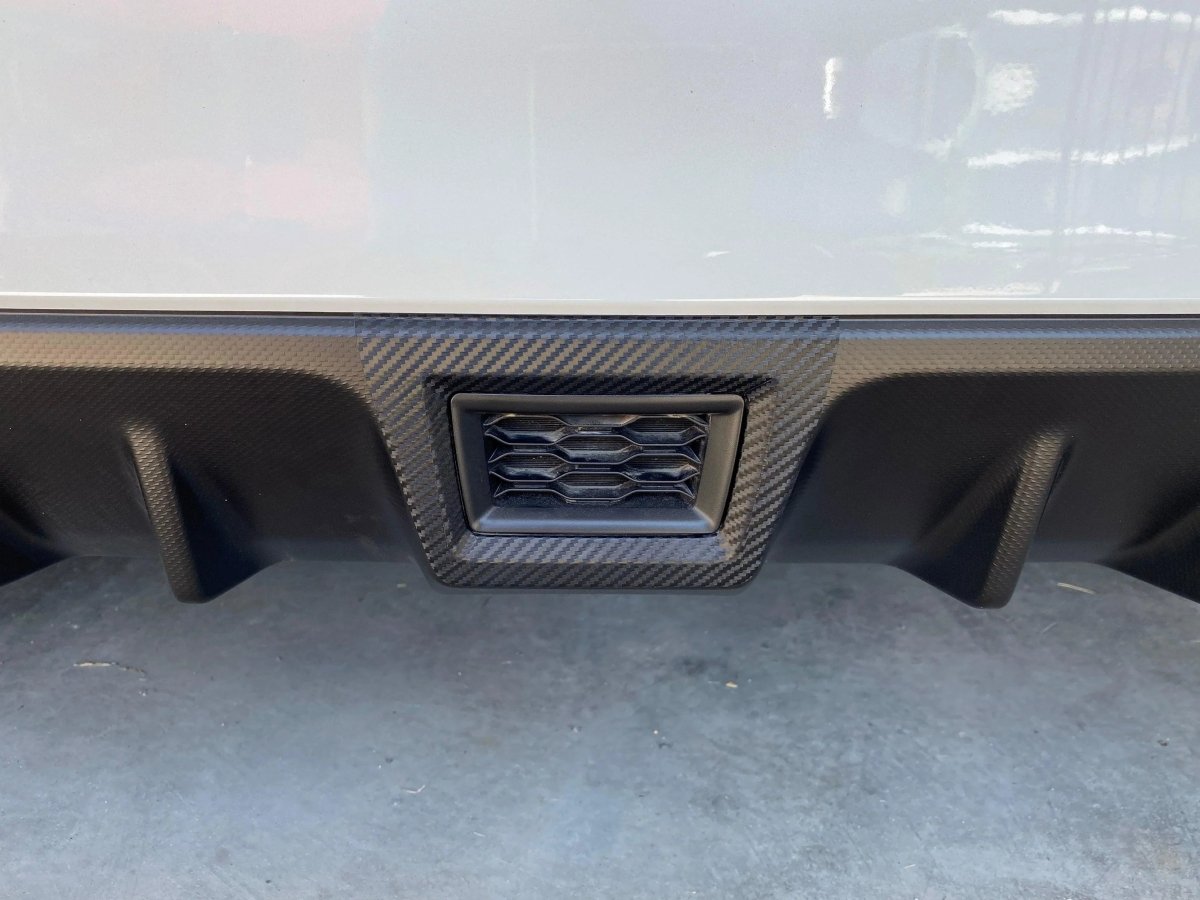 3D Carbon Fiber Rear Fog / F1 Bumper Cover Overlay - 2015 - 2021 WRX / STI - JDMuscleBumperSFB15WRXF1BC3DBK3D Carbon (Black)