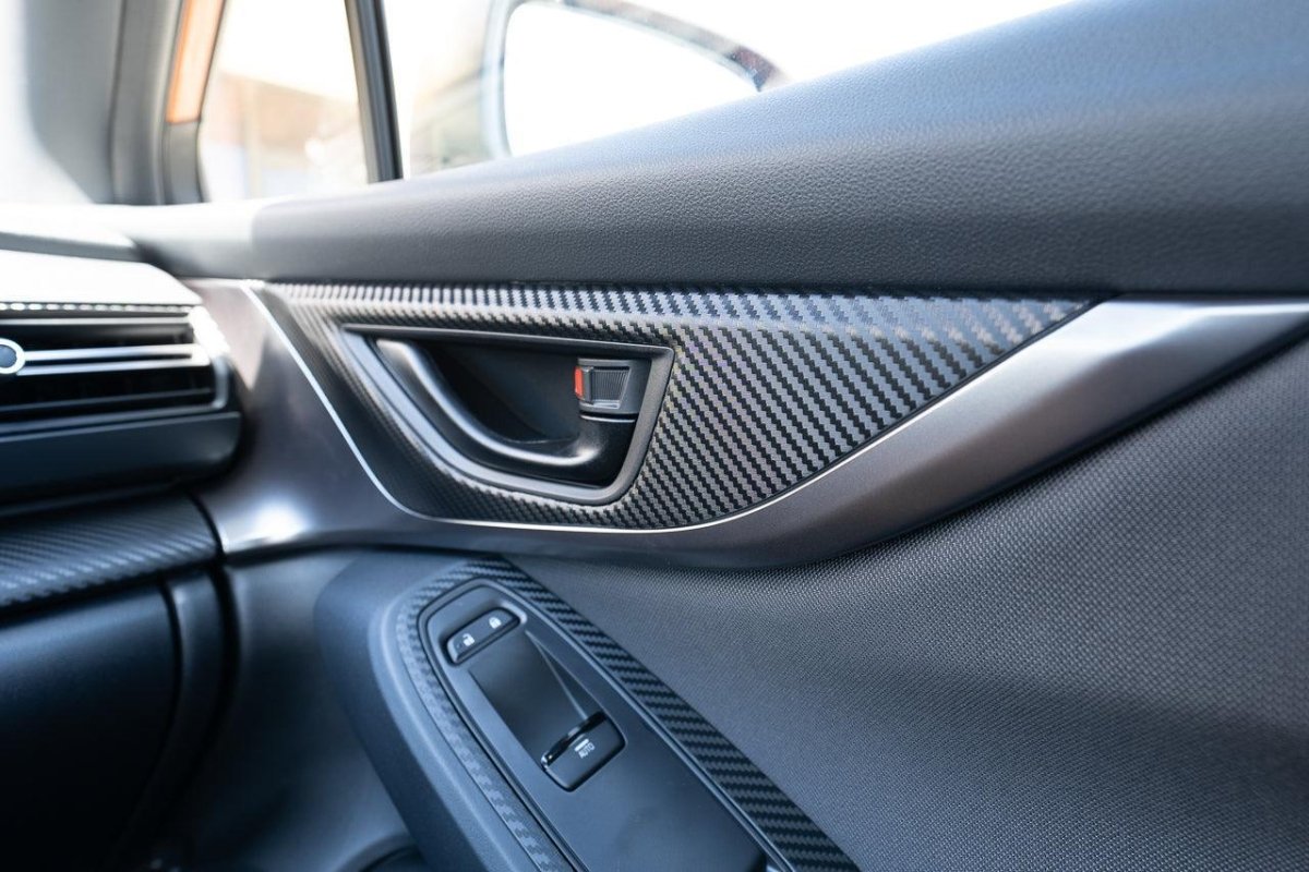 3D Carbon Interior Door Handle Trim Overlay Part 1 - 2022+ Subaru WRX - JDMuscleInterior - Vinyl22WRXINTDOORPT1-3DB
