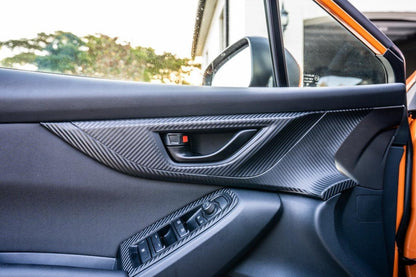 3D Carbon Interior Door Handle Trim Overlay Part 2 - 2022+ Subaru WRX - JDMuscleInterior - Vinyl22WRXINTDOORPT2-3DB