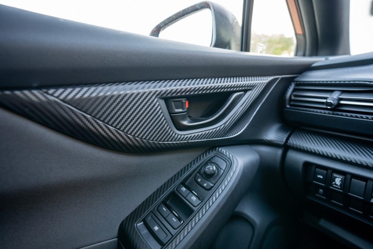 3D Carbon Interior Door Handle Trim Overlay Part 2 - 2022+ Subaru WRX - JDMuscleInterior - Vinyl22WRXINTDOORPT2-3DB