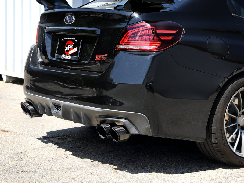 aFe Takeda Cat-Back Exhaust [15-21 WRX/STI] - Brushed Stainless Steel with Black Carbon Fiber Tips, 49-36810-C
