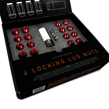 Mishimoto Aluminum Locking Lug Nuts M12x1.25 20pc Set Red | MMLG-125-20LRD