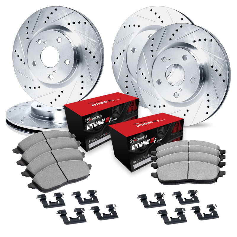 R1 Concepts [18-21 WRX STI] eLINE Series Drilled and Slotted Brake Kit - Silver Zinc