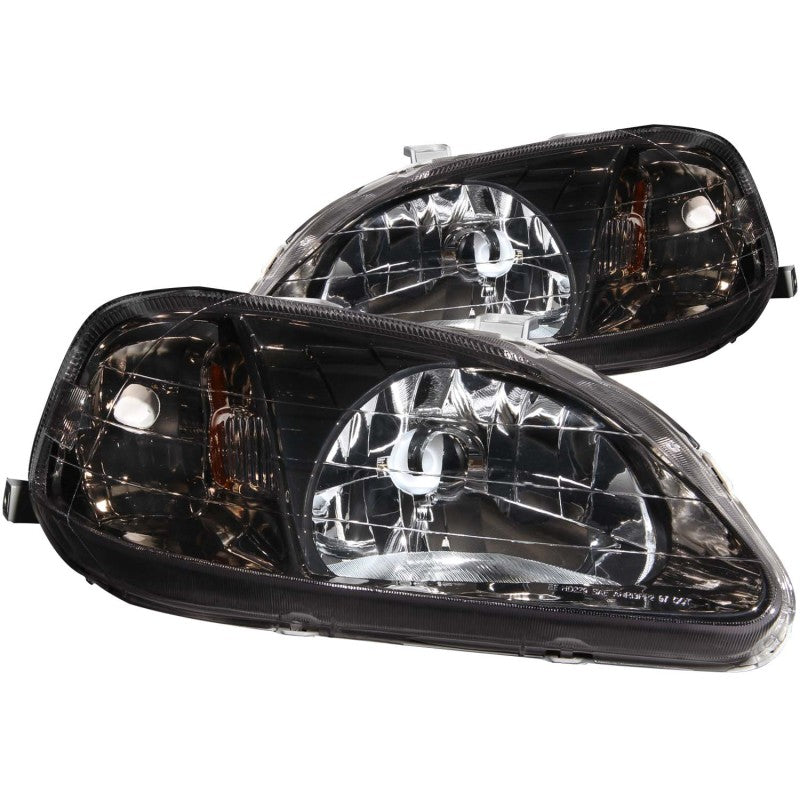 ANZO [99-00 Civic] Crystal Headlight Set - Clear Lens, Gun Metal Housing