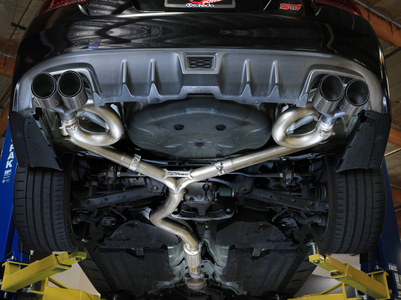 aFe Takeda Cat-Back Exhaust [15-21 WRX/STI] - Brushed Stainless Steel with Black Carbon Fiber Tips, 49-36810-C