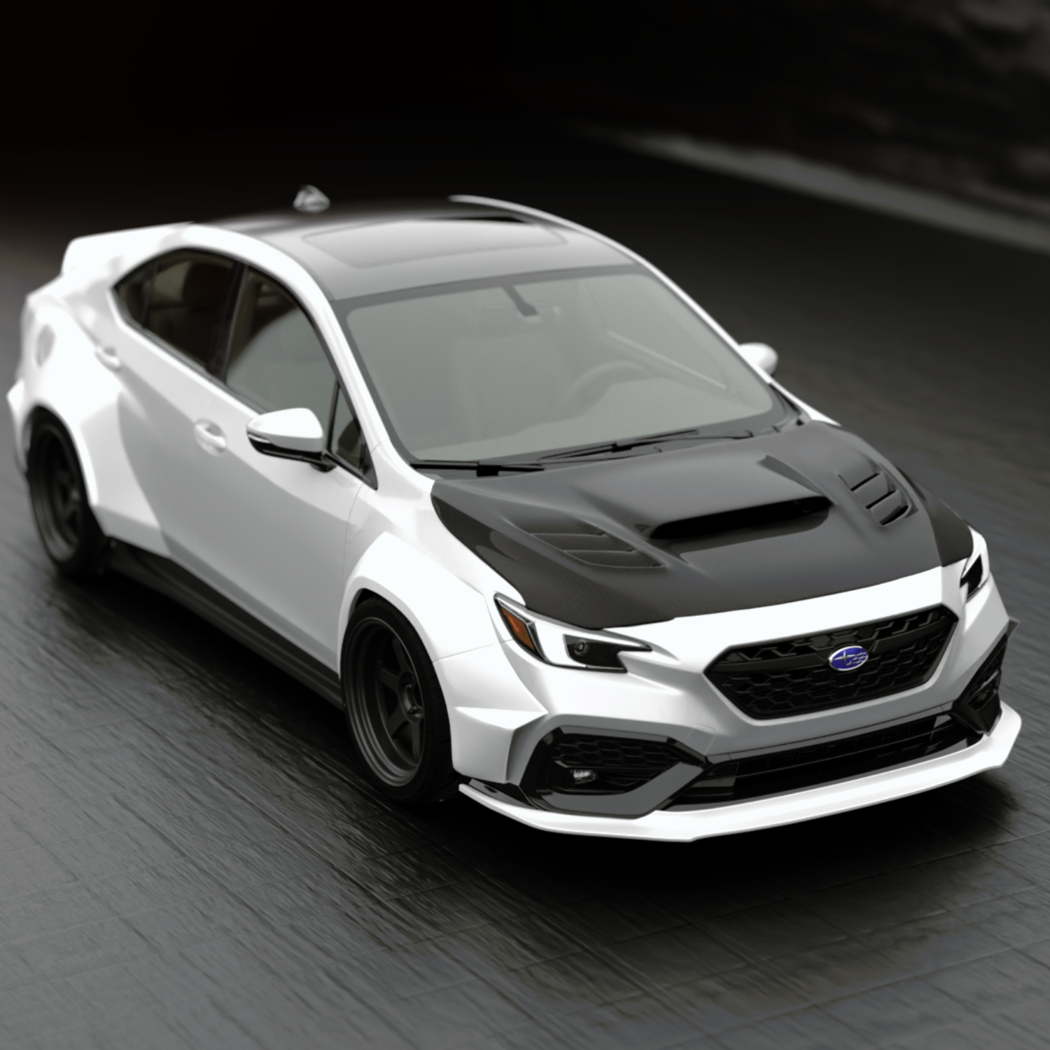 JDMuscle Tanso Carbon Fiber Hood V2 With Heat Extract For 2015-2021 WRX/STI