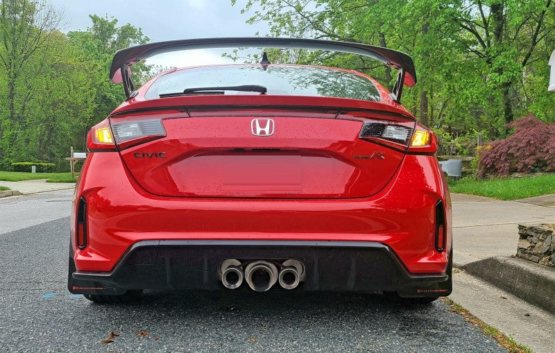 Rally Armor [23-25 Civic Type R] UR Mud Flaps - Black with White Logo, Part Number ralMF97-UR-BLK-WH