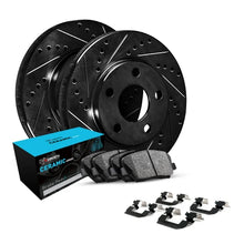 R1 Concepts [15-18 WRX] eLINE Rear Drilled and Slotted Brake Kit with Ceramic Pads and Hardware - Black